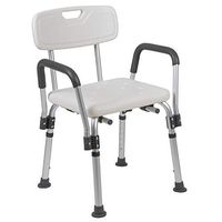 Flash Furniture HERCULES Series 300 Lb. Capacity, Adjustable White Bath & Shower Chair with Depth Adjustable Back