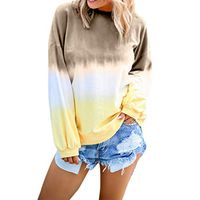 Women's Casual Pullover Gradient Color Long Sleeve Tops Crewneck Sweatshirt Blouse Shirts Sport Sweatshirts