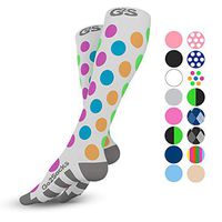 Go2 Compression Socks (1 Pair) for Women and Men Athletic Running Socks for Nurses Medical Graduated Nursing Compression Socks for Travel Running Sports Socks(Polkadot,XL)