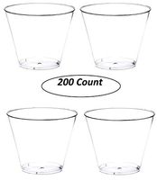 200 count 9 oz Party Cups Old Fashioned Tumblers by Oojami (Clear)