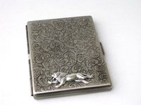 Steampunk Metal LION King Of The Jungle Cigarette Case Wallet Large Card Case