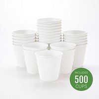 500-CT Disposable White 8-OZ Hot Beverage Cups with Ripple Wall Design: No Need for Sleeves - Perfect for Cafes - Eco-Friendly Recyclable Paper - Insulated - Wholesale Takeout Coffee Cup
