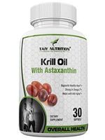 Taiy Nutrition Pure Krill Oil with Astaxanthin - Extra Strength Omega 3 Anti-Oxidant, 500 mg Rapid Absorption with No Fishy After Taste, 30 Softgels - North Pacific Ocean Krill