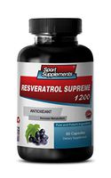 Immune System Booster and Supreme Anti-Aging Supplement - Resveratrol Supreme 1200mg Red Wine Extract (1 Bottle 60 Capsules)