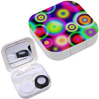 Portable Contact Lens Case Box Travel Kit Mirror + Bottle + Tweezers Container Holder [ Colored Lights Bright ]