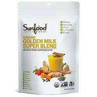 Sunfood Superfoods Golden Milk Super Blend - All Natural, Organic Ingredients | Ultra-Clean (No Chemicals, Artificial Flavor, Additives or Fillers) | Non-GMO, Gluten-Free, Vegan, Kosher | 6 oz Bag