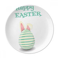 Happy Easter Religion Festival Egg Stripe Dessert Plate Decorative Porcelain 8 inch Dinner Home