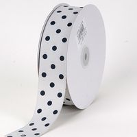 Silver with Black Dots Grosgrain Ribbon Polka Dot 1-1/2 inch 50 Yards