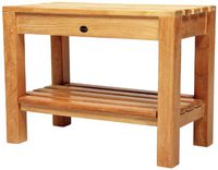 Arb Teak & Specialties Coach Teak Shower Bench with Shelf, 23.5 Inch