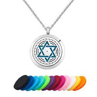 LoEnMe Jewelry Aromatherapy Essential Oil Diffuser Necklace Star of David Jewish Hebrew Hexagram Locket Pendant Women Girl Men