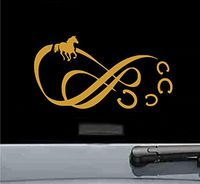 JS Artworks Horse Infinity Horseshoe Vinyl Decal Sticker (Gold)