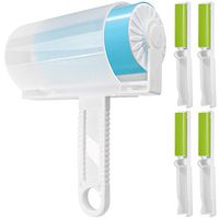 5 Pack Sticky Lint Roller with Cover, FineGood Reusable Washable Travel Dust Picker Cleaner Remover Brush Value Set for Clothes Pet Hair Debris - Blue, Green
