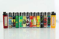 12 New Refillable Original Clipper Lighters Marijuana Leaves Designs with 2X Smiley Bonus Lighters Free U.S. Shipping