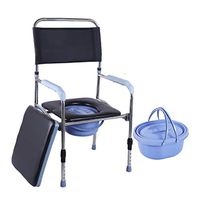 BINZHI Foldable Mobile Bedside Commode Chair, Adult Pregnant Woman Toilet, Armrest and Backrest, Toilet and Splashback Bedside Toilet (Color : Black)