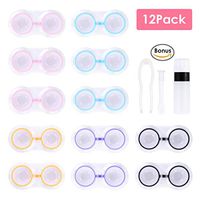 12 Pack Colorful Contact Lens Case, Contact Lens Holder Container Organizer, No Leakage, with Bottle & Stick Tool(Remover + Tweezers)