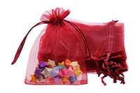 Shapenty 50PCS Organza Gift Bags Wedding Favor Candy Business Samples Display Jewelry Pouch Wrap with Drawstring for Baby Shower and Birthday Party (Wine Red)