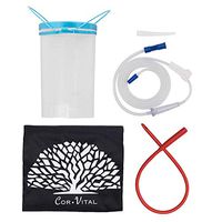 Cor-Vital Enema Kit & Colon Cleanse Kit - Complete Enema Accessories w/ 40fl Reusable Non-Toxic Enema Bucket, Enema Tube, Red Tube, Clamp, FREE eBook & Storage Bag - Best Enema Kit for Colon Cleansing