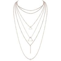 6 Layers Women Boho Silver Triangle Strip Circle Pendant Chain Choker Necklaces Prom Beautiful Bright For gift Aesthetic Fashionable Womens Accessory Daily Best