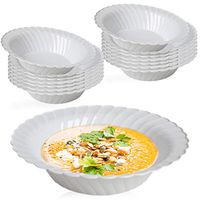 Elegant Disposable Plastic Bowls 180 Pcs - 12oz Heavyweight Fancy Flared White Soup Bowls – Reusable Bulk Party Dessert Cereal Salad Bowl For Wedding, Christmas, Thanksgiving, Birthday & All Occasions