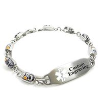 My Identity Doctor - Medical Alert Bracelet for Women with Engraving - 5mm Steel, Glass - White - Wrist Size 6.5 Inch