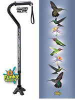 Walking Cane Gel Grip Offset Adjustable Aluminum Footed Quad Hummingbird Design