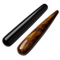 QGEM 2pcs Handmade Crystal Massage Tool Gua Sha Scraping Wand for Acupuncture Therapy Pointed Stick Tretament,Spa, Meditation-Obsidian + Tiger's Eye Gemstone