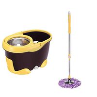 WXQ-XQ Mop and Bucket Cleaning Set Adjustable Hangable Household Multifunction Brown Head2