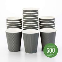 500-CT Disposable Gray 12-OZ Hot Beverage Cups with Ripple Wall Design: No Need for Sleeves - Perfect for Cafes - Eco-Friendly Recyclable Paper - Insulated - Wholesale Takeout Coffee Cup