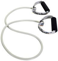 TheraBand Professional Latex Resistance Tubing with Handles for Physical Therapy, Lower Pilates, at-Home Workouts, and Rehab, Soft Handles, 50 Inch, Silver, Super Heavy, Advanced Level 2