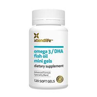 XTENDLIFE Omega 3/DHA Fish Oil - Exclusive Formula, 100% Pure Natural Fish Oil to Support Minds, Learning, Behavior, Sleep, and Vision, 350mg DHA/Day - 120 Easy to Swallow Mini Gels