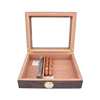 Smoking Set/Cigar Cedar Cigarette Case Men's Gift Box 30 Sticks with Hygrometer and Humidifier Glass Top Constant Temperature and Humidity Storage Portable Large Capacity Mute