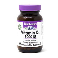 Bluebonnet Nutrition Vitamin D3 5000 IU Vegetable Capsule, Aids in Muscle & Skeletal Growth, Cholecalciferol from Lanolin, D3, Non GMO, Gluten Free, Soy Free, Milk Free, Kosher, 60 Vegetable Capsule