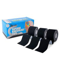 Superbe Kinesiology Tape (3 Rolls Pack), Elastic Sports Tape for Athletic Sports, Pain Relief, Recovery and Physio Therapy, 2 Inch x 16.4 feet (Black)