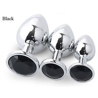 Stainless Steel Solid Metal Beginner Anales Toy for Women and Men Metal Anales Plug Training Tool (Black)