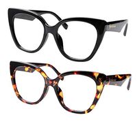 SOOLALA Anti-Blue Blocker Light Reading Glasses Cat Eye Sunglasses Readers, 2mix, 1.25
