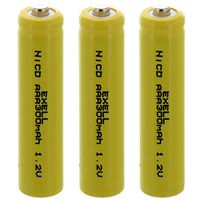 3x AAA 1.2V 300mAh NiCD Button Top Rechargeable Batteries for electric tools and toys, electric razors
