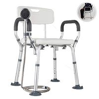 WYQWANLJX Old Man Shower Chair, Non-Slip Aluminum Shower Chair, with Backrest, with Armrests, 6-Speed Height Adjustable, Load-Bearing 175KG