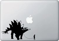 Yadda-Yadda Design Co. Pet Dinosaur - Stegosaurus w Boy - Vinyl Decal for Laptop | MacBook | Appliances YYDC (7.5" w x 4.5" h) (BOY - Face Right, Black)