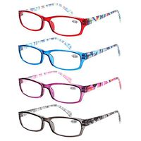 Ladies Reading Glasses 4 Pairs Spring Hinge Readers Glasses for Reading Men and Women (4 Pack Mix Color, 4.00)