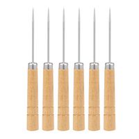 uxcell Durable Leather Craft Stitching Hole Maker Awl Tool Gourd Wood Handled 6pcs