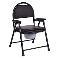 IhDFR Simple Black Easy to Fold Commode Chair, Reinforced Anti Slip Easy to Clean and Use, Household Multifunctional Portable Toilet Chair