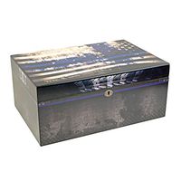 Humidor Supreme Blue Line PD, Cigar Humidor Honoring The Police Force, Spanish Cedar Tray, 3 Dividers, Holds up to 100 Cigars, by Quality Importers