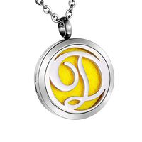 JH Jewelry 26 Letter A to Z Monogram Essential Prume Oil Diffuser Necklace Aromatherapy Locket Pendant with 12 Refill Pads