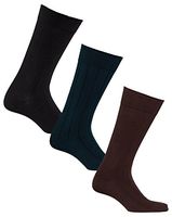 Black/Navy/Brown Diabetic Socks for Men by Sugar Free Sox Mens Diabetic Socks Mid-Calf Ribbed Assorted 3 Pack | Seamless Toe | Non-Binding Top | Sock Size 10-13
