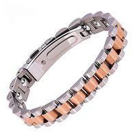 CAMORNY Titanium Steel Magnet Bracelet Pink Gold Men and Women Bracelets Relieve Pain Improve Blood Circulation Immunity and Sleep Adjustable Free Link Removal Tool