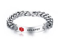 VNOX Epilepsy Bracelet Stainless Steel Medical Alert ID Bracelet for Unisex 8.3"