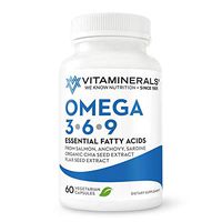 Vitaminerals Omega 3 6 9 Essential Fatty Acid Clean Organic Non GMO Fish Powder Flax Seed and Organic Chia Seed Extract 60 Capsules