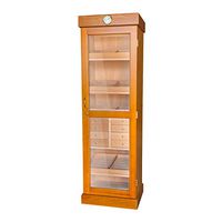 Premium Quality Tower Humidor, Large Capacity Humidor Cabinet Holds Up to 3000 Cigars, Tempered Beveled Glass Door, 3 Adjustable Shelves, 8 Drawers, 2 Interior A/C Outlets (Oak)