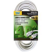 Power Zone OR883628 Extension Cord 16/3 Sjtw Water Resistant, 40', White