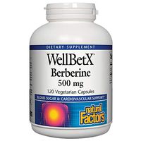 WellBetX Berberine 500 mg by Natural Factors, 120 Vegetarian Capsules (120 Servings)